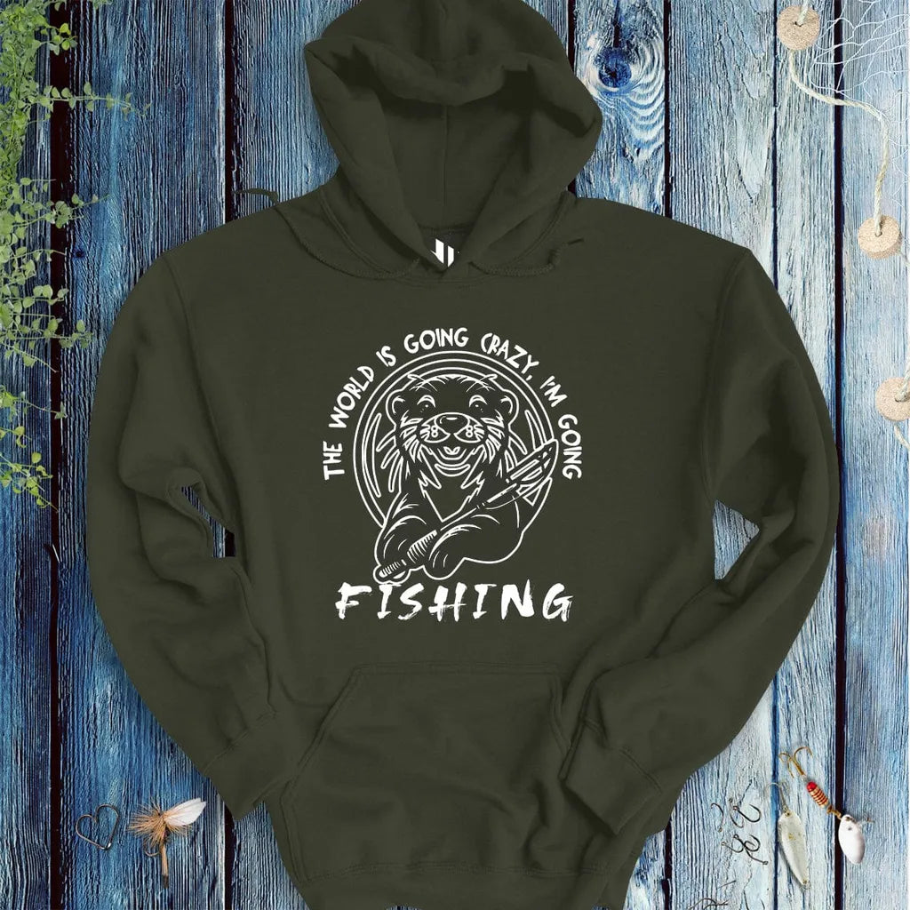 The World is Going Crazy, I'm Going Fishing Hoodie - FISH - ROOM LLC