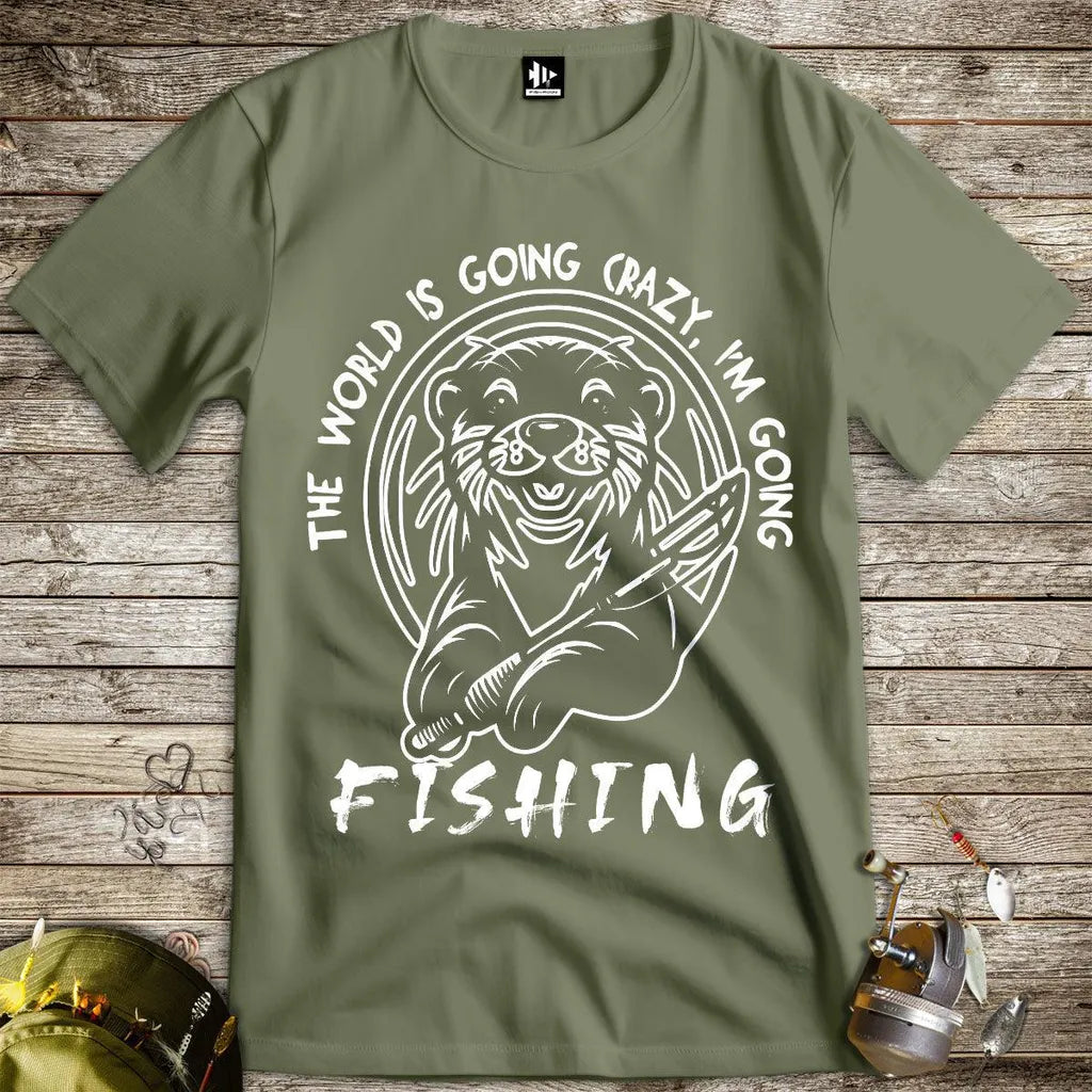 The World is Going Crazy, I'm Going Fishing Tee - FISH - ROOM LLC