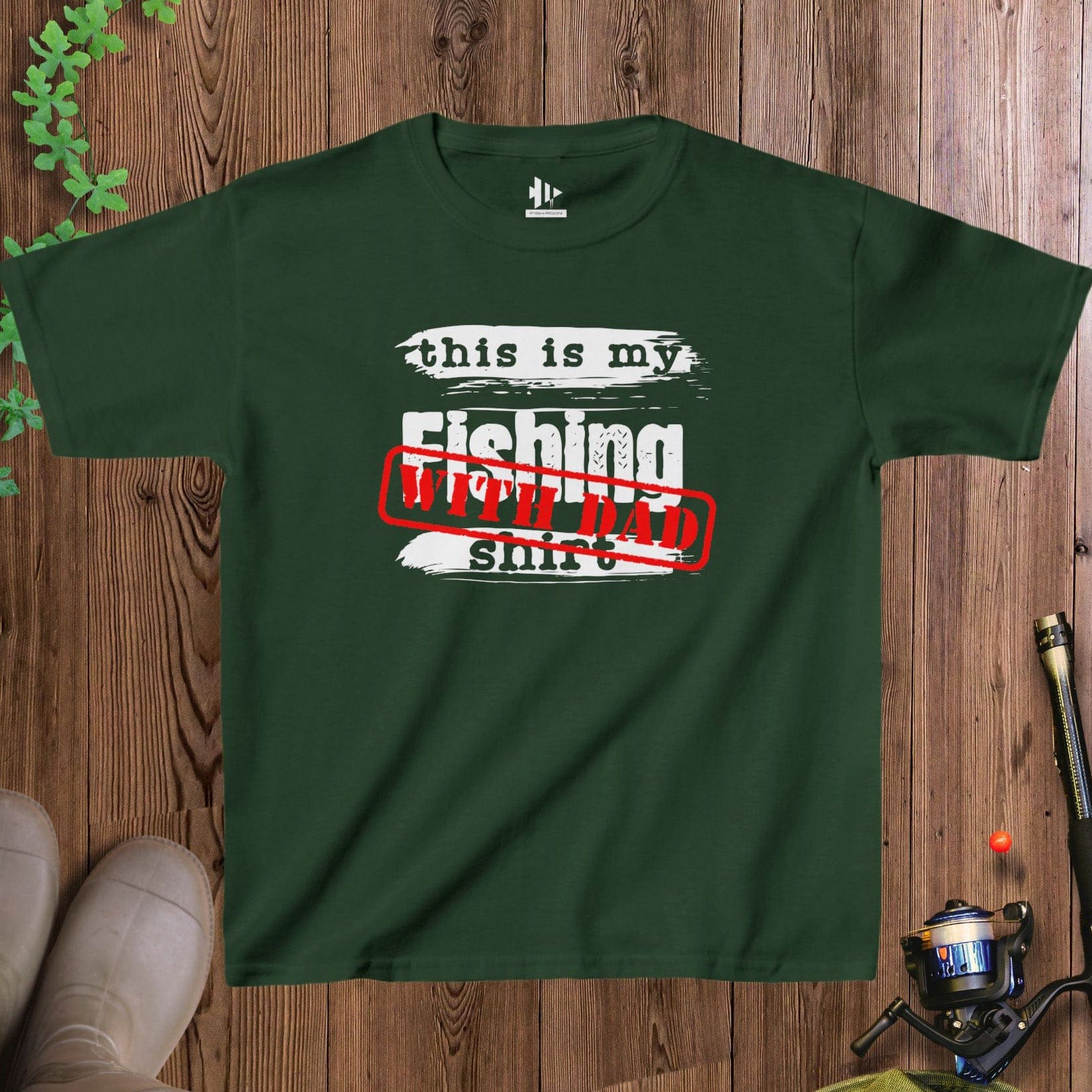 fish-room llc Kids T-Shirt Forest Green / XS This is My Fishing With Dad T-Shirt for Kids