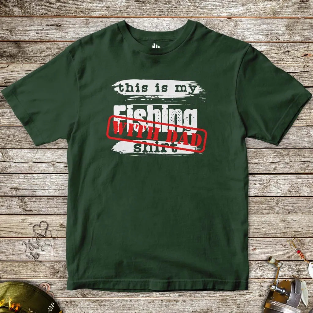 Forest Green, This is My Fishing With Dad Tee for Kids – fish-room