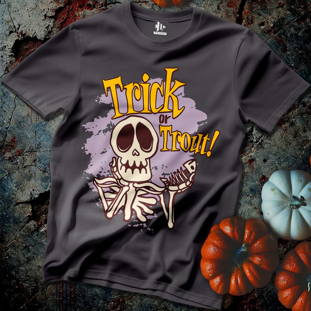 Trick or Trout Skeleton Tee-funny fishing t shirt-FISH-ROOM LLC