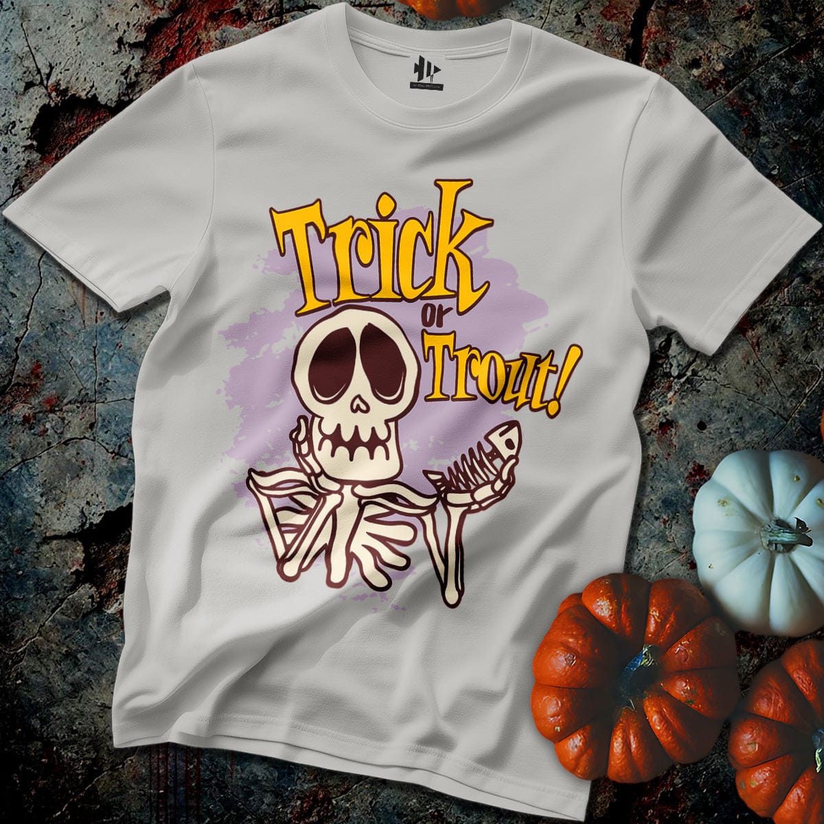 Trick or Trout Skeleton Tee-funny fishing t shirt-FISH-ROOM LLC