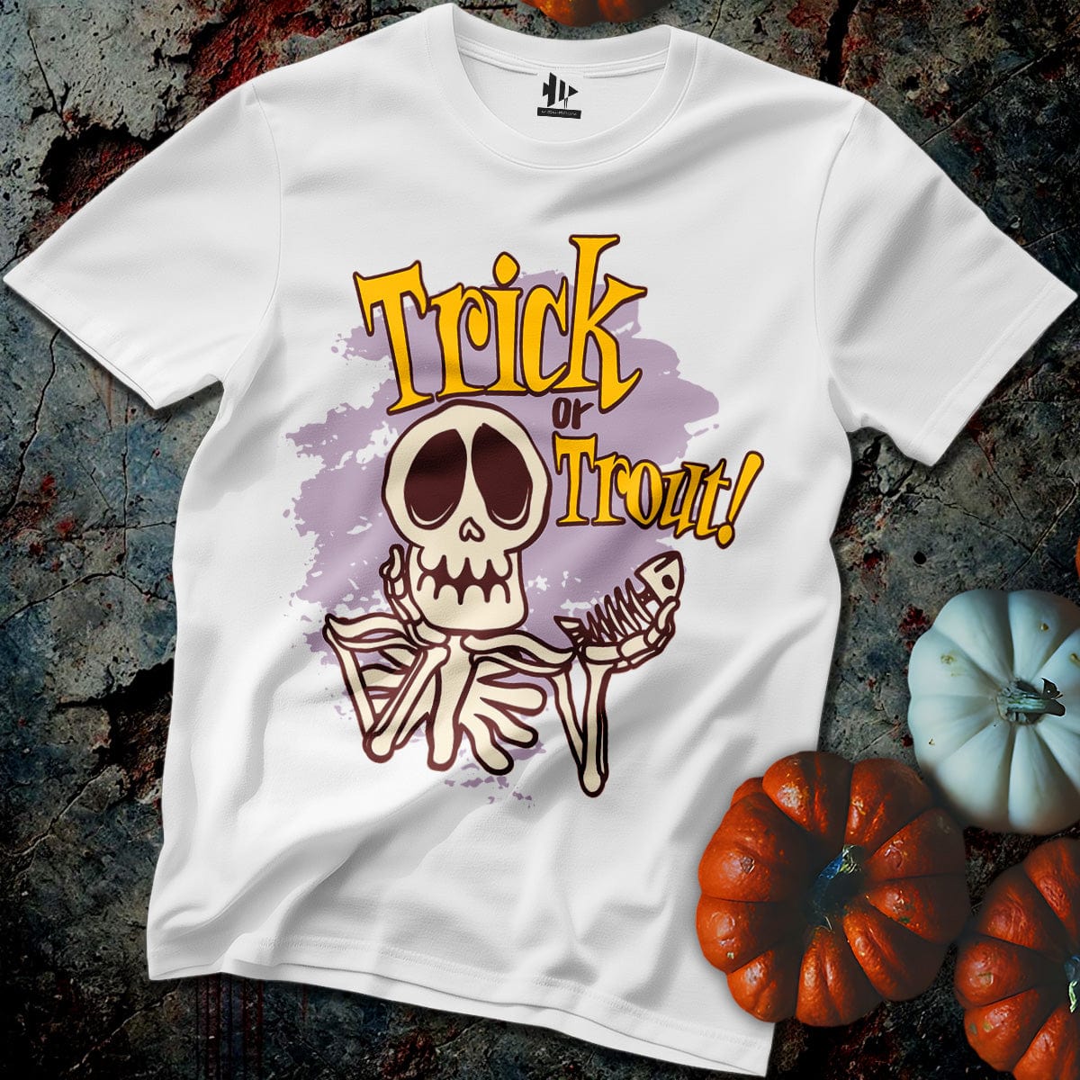 Trick or Trout Skeleton Tee-funny fishing t shirt-FISH-ROOM LLC