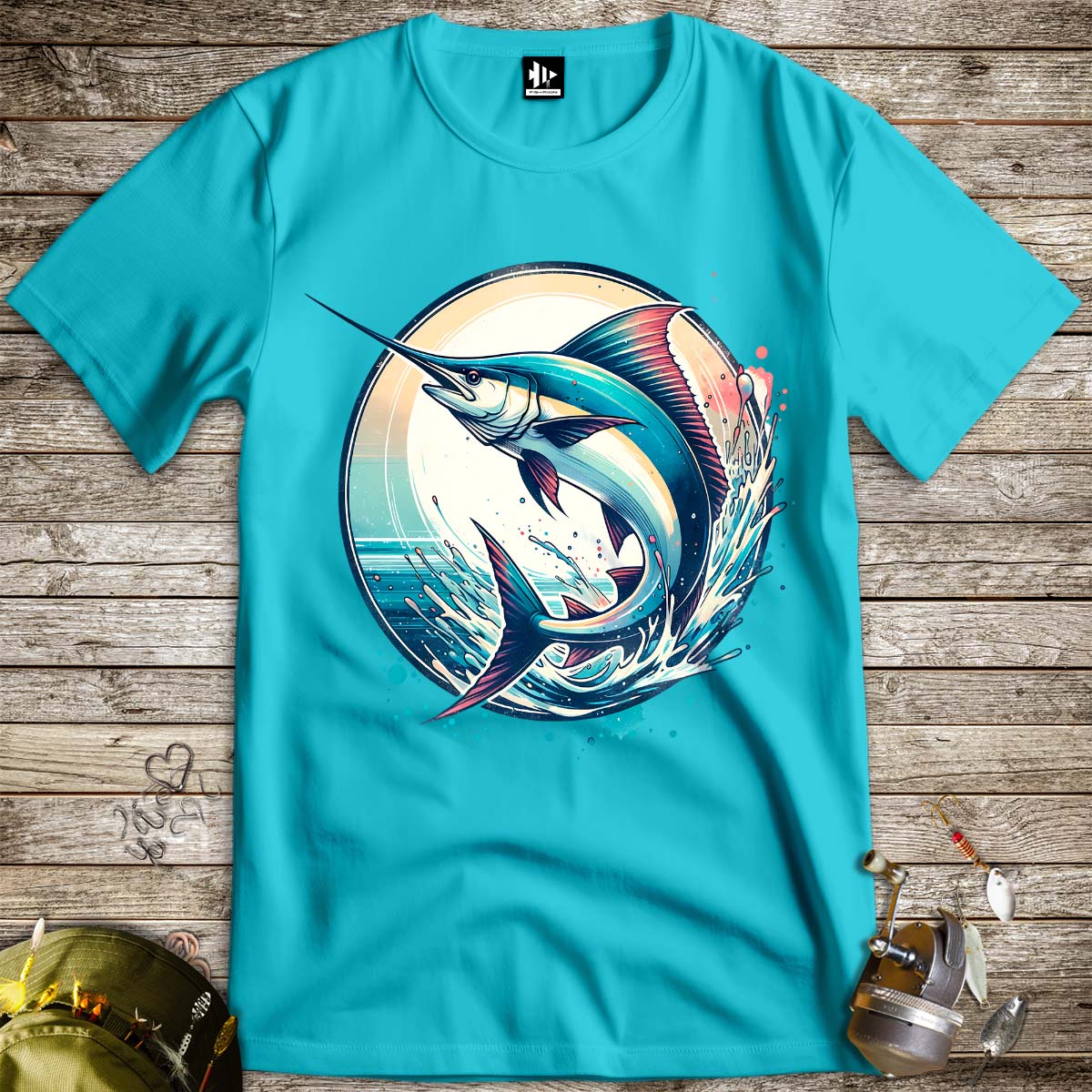 Swordfish Ocean Sunset Tee-funny fishing t shirt-FISH-ROOM LLC