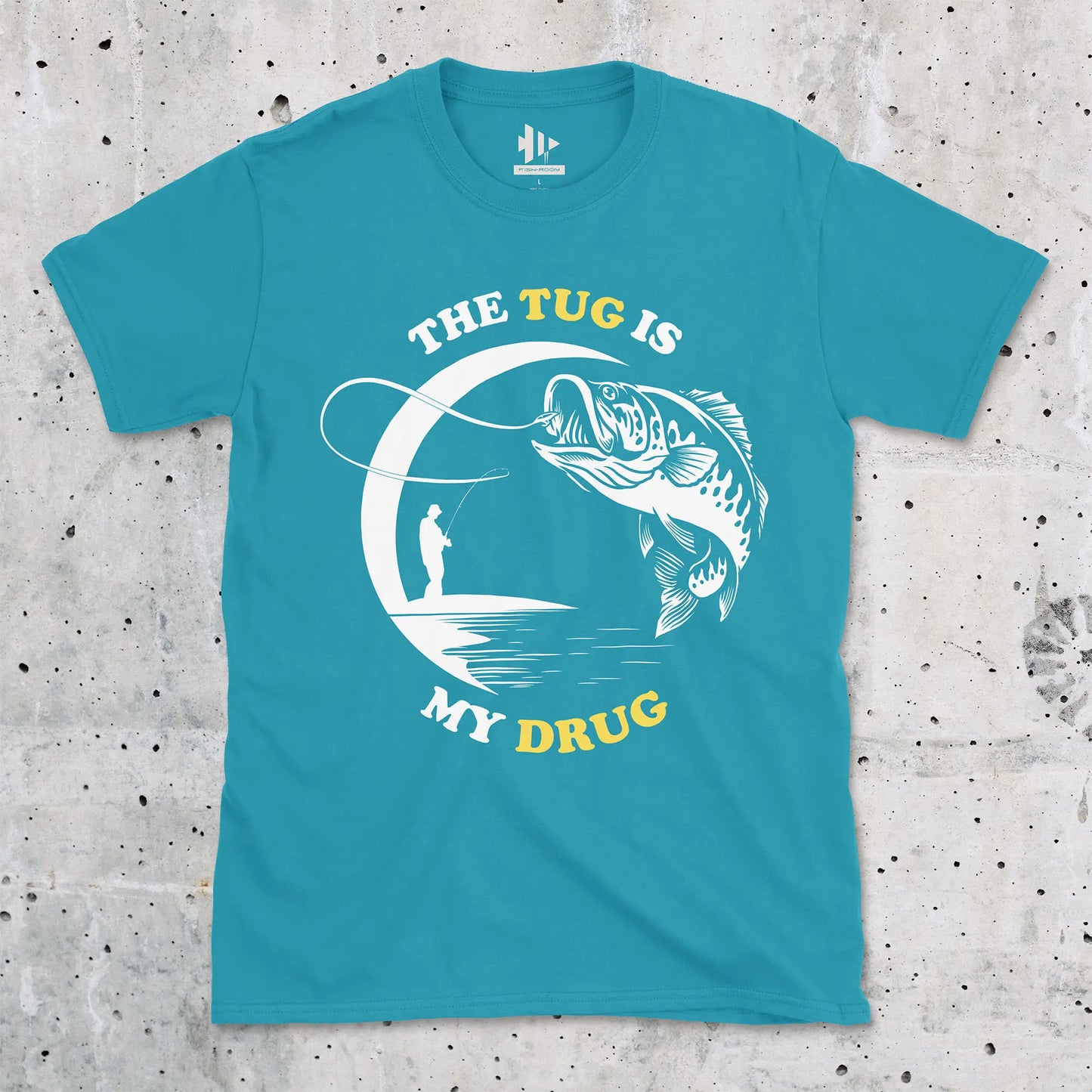 Tropical Blue, The Tug Is My Drug Tee – fish-room