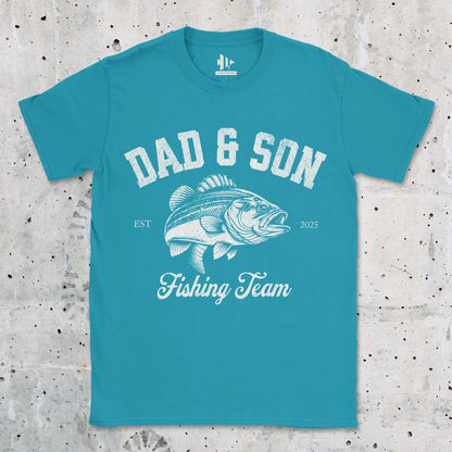 Dad & Son Fishing Team Tee Tropical Blue T-Shirt