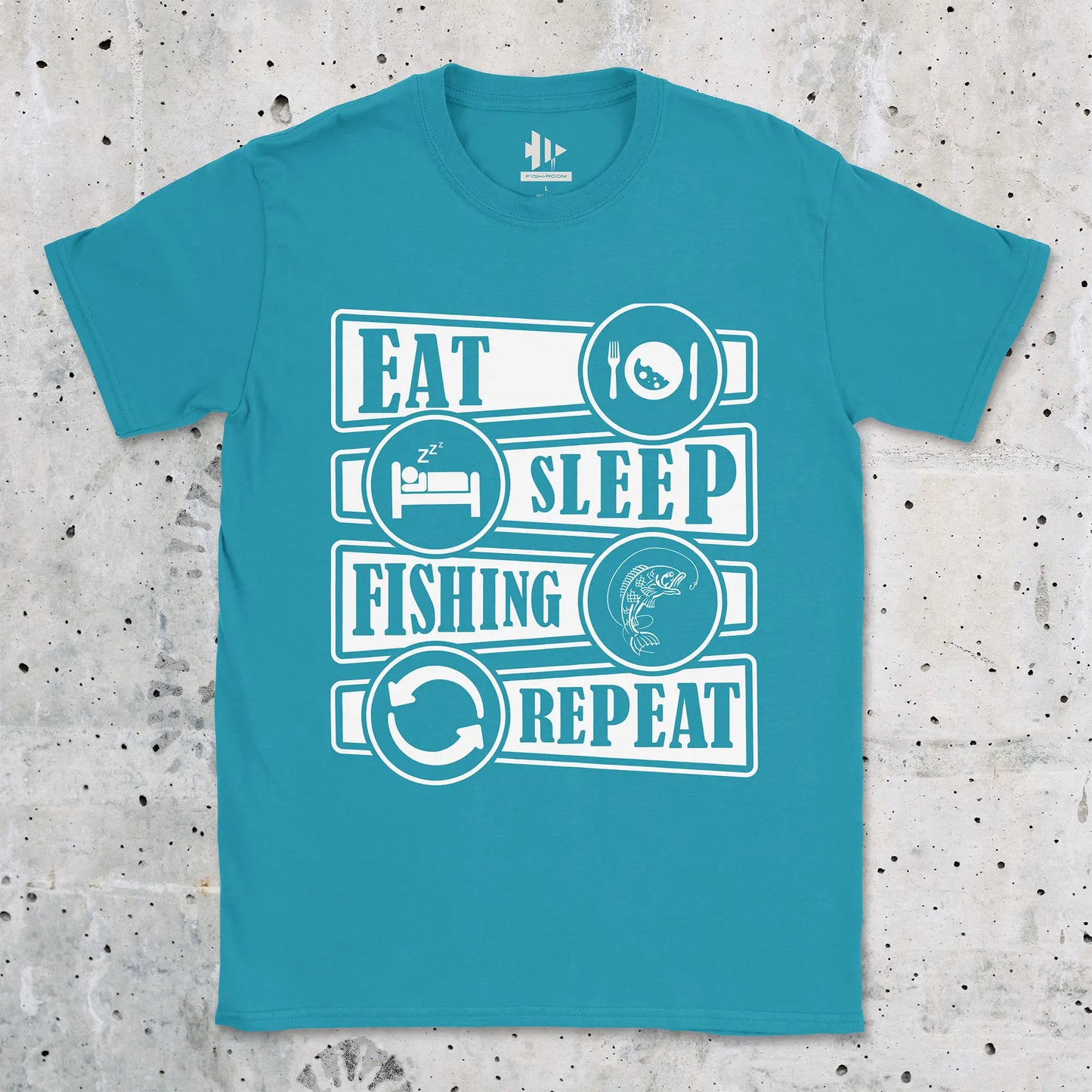 Tropical Blue, Eat Sleep Fishing Repeat Tee – fish-room