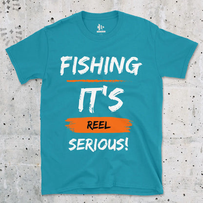 Tropical Blue, Fishing, it's reel serious! Tee – fish-room