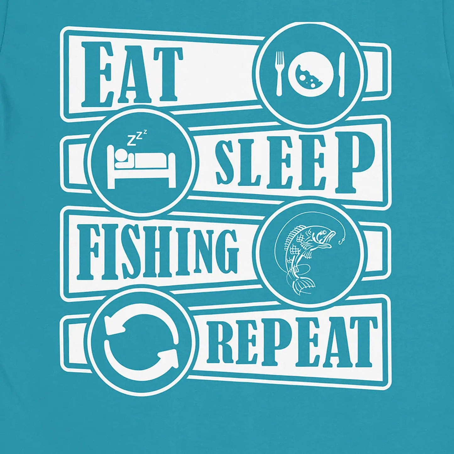 Tropical Blue, Eat Sleep Fishing Repeat Tee – fish-room