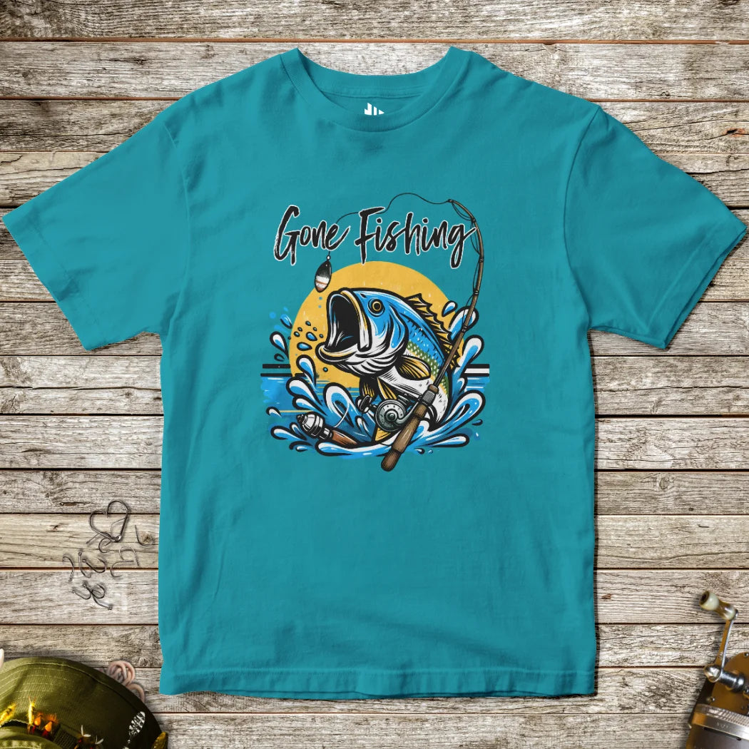 Tropical Blue, Gone Fishing Tee for Kids – fish-room