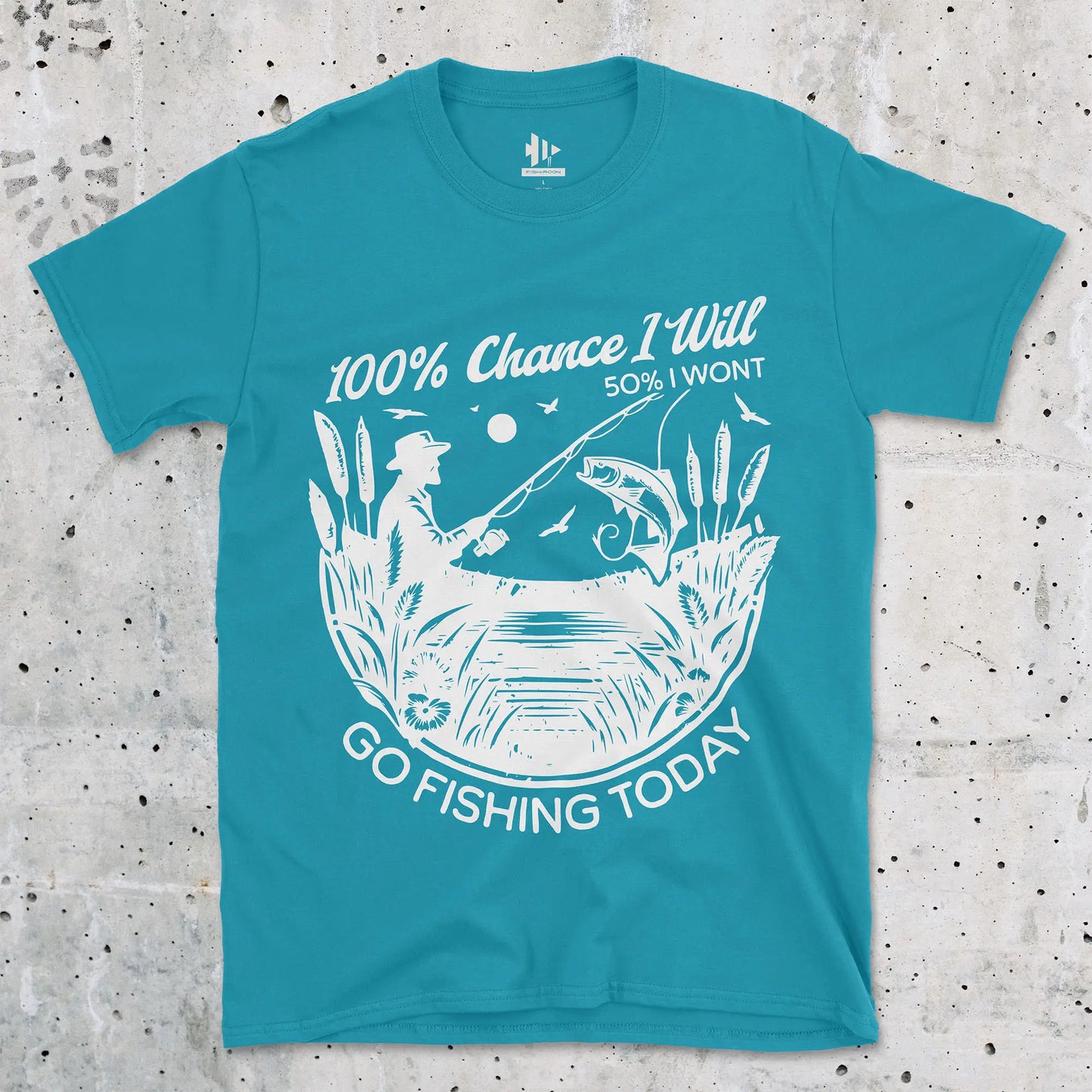 100% Fishing Day Tee Tropical Blue T-Shirt