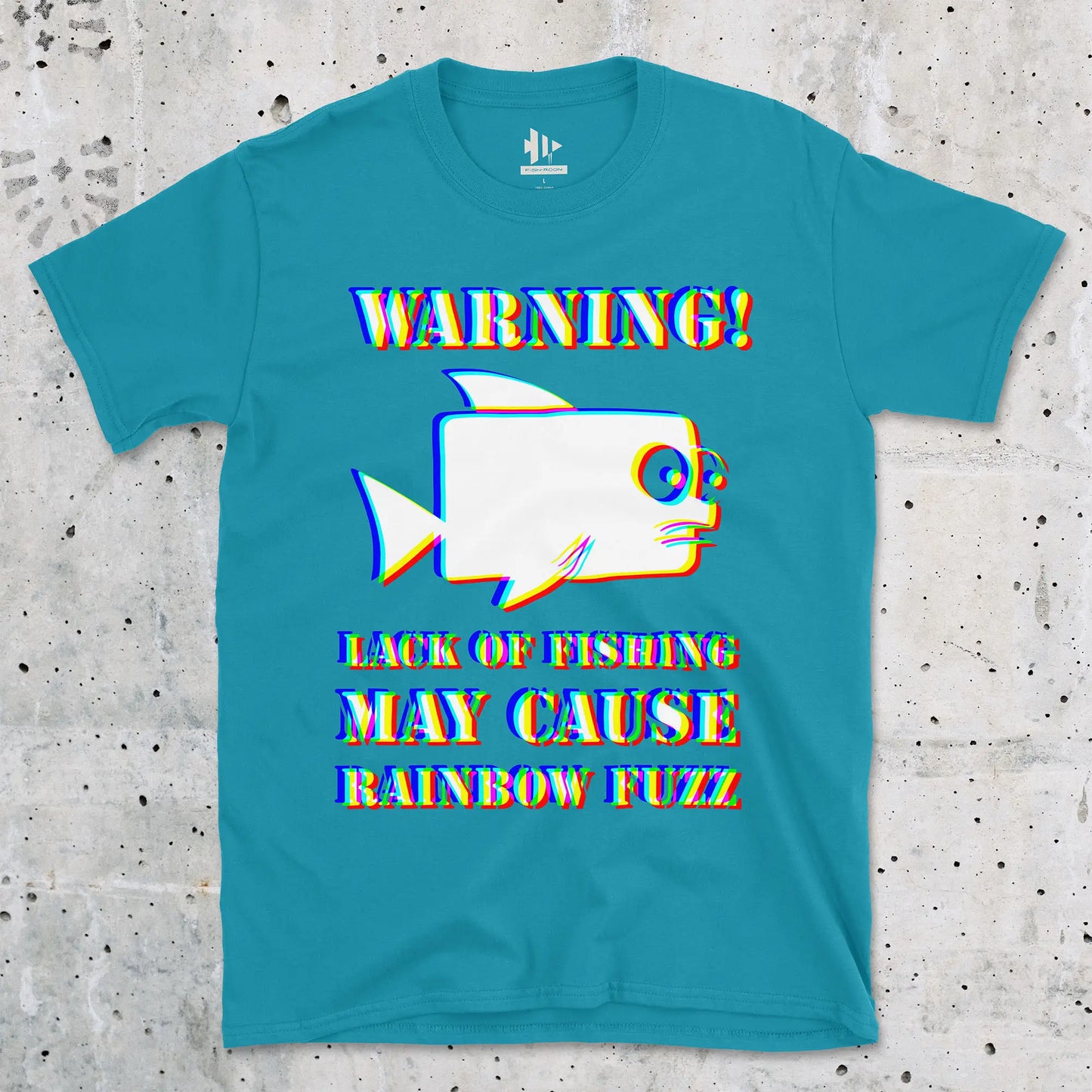 Tropical Blue, Lack of Fishing May Cause Rainbow Fuzz Tee – fish-room