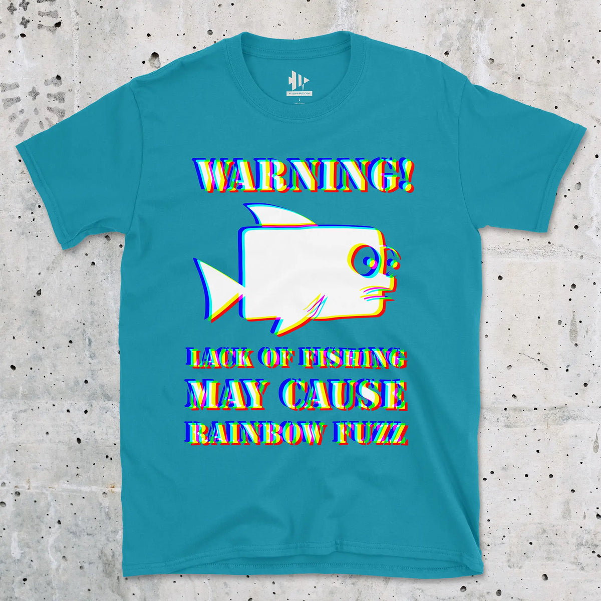 Tropical Blue, Lack of Fishing May Cause Rainbow Fuzz Tee – fish-room