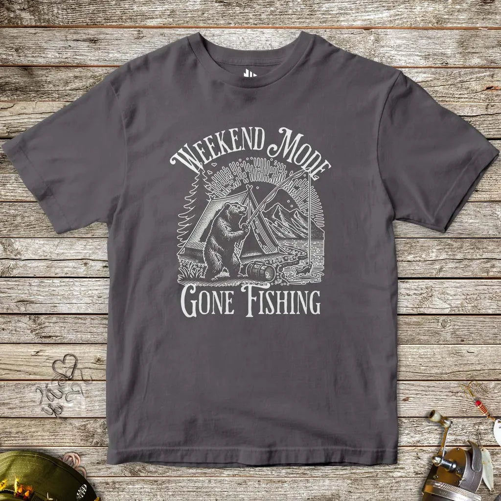 Weekend Mode: Gone Fishing Tee for Kids Charcoal Kids T-Shirt