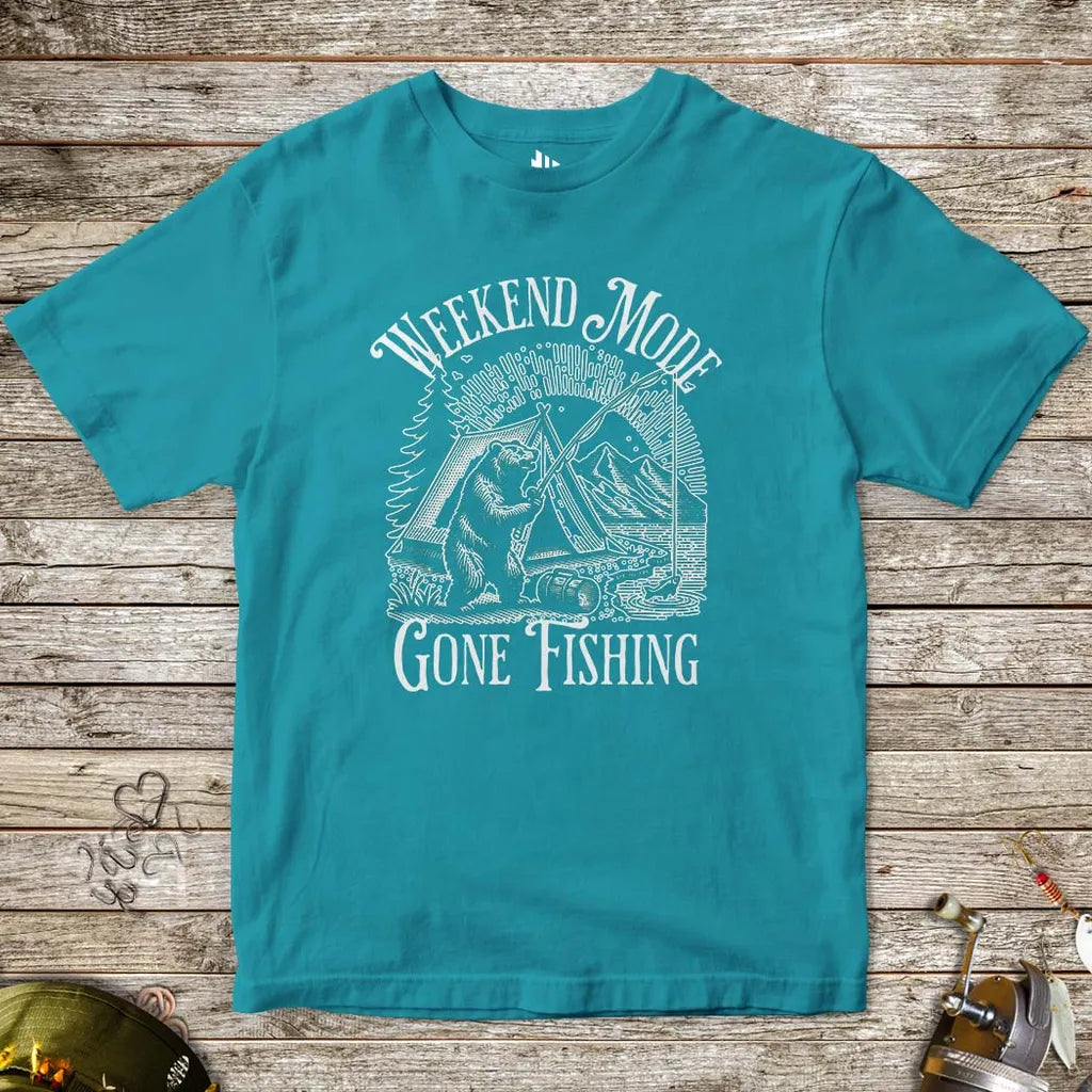 Weekend Mode: Gone Fishing Tee for Kids Tropical Blue Kids T-Shirt