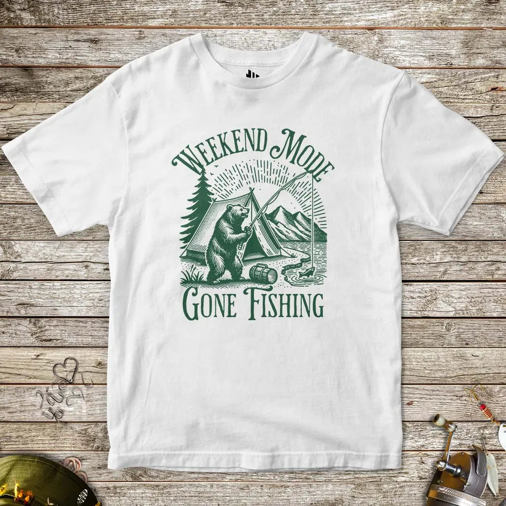 Weekend Mode: Gone Fishing Tee for Kids White Kids T-Shirt