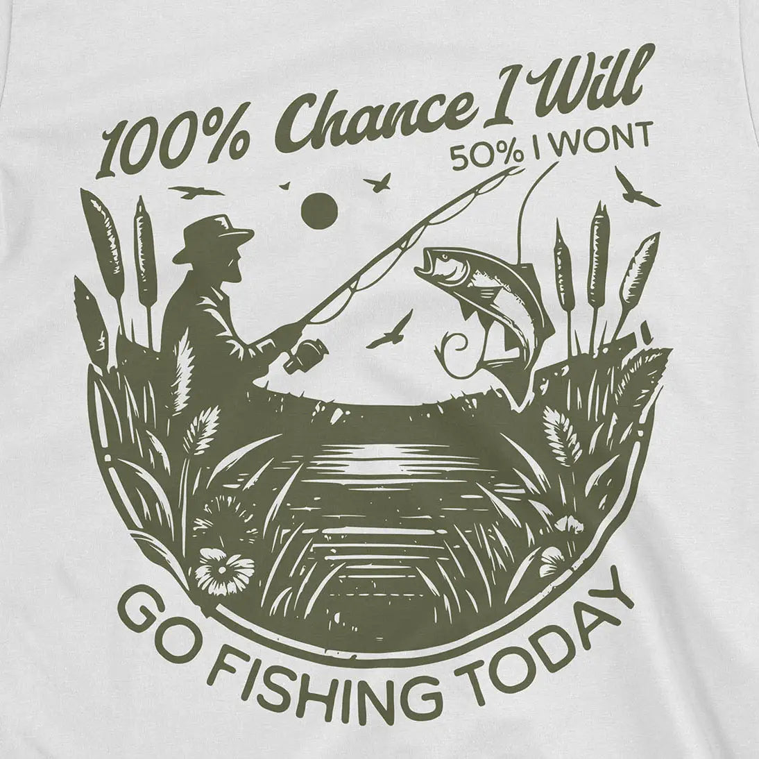 100% Fishing Day Tee White T-Shirt