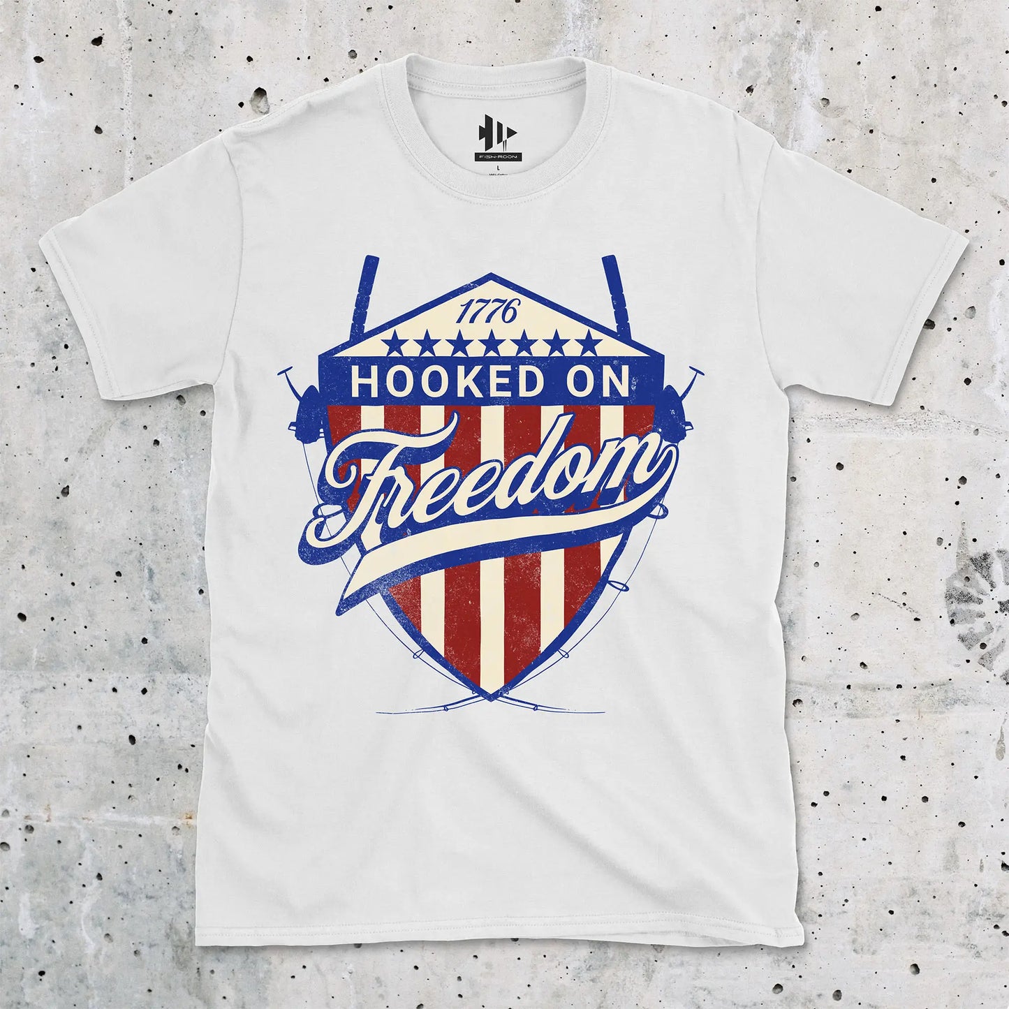 White, Hooked On Freedom Tee – fish-room