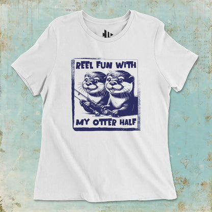 White, Reel Fun with My Otter Half Ladies’ Tee – fish-room