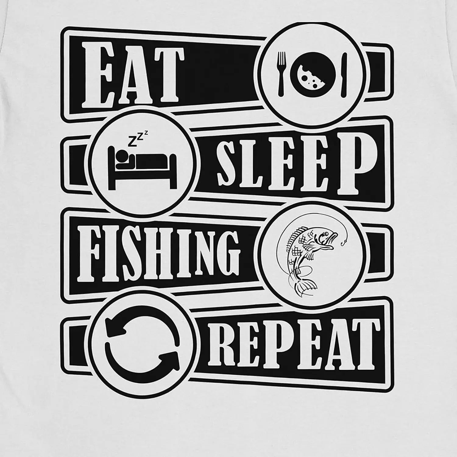 White, Eat Sleep Fishing Repeat Tee – fish-room