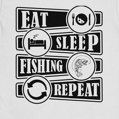 White, Eat Sleep Fishing Repeat Tee – fish-room