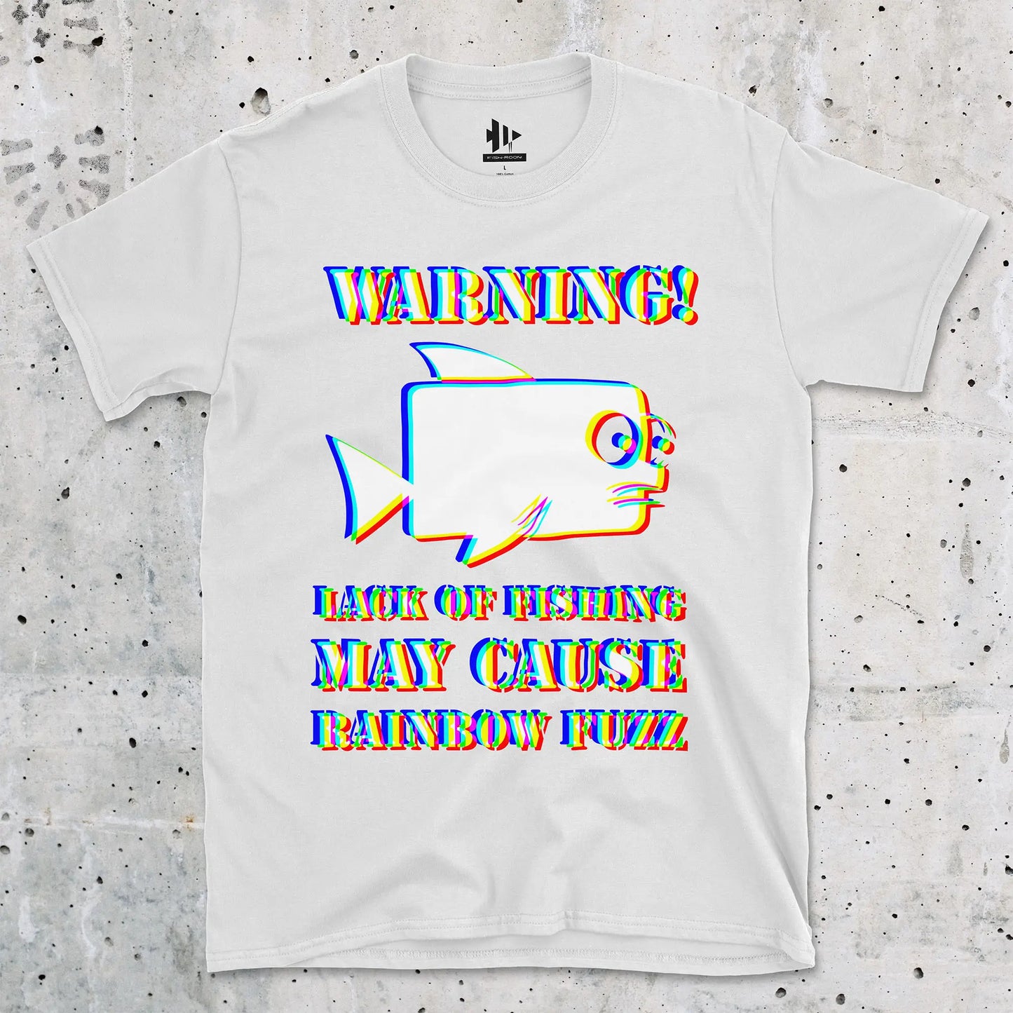 White, Lack of Fishing May Cause Rainbow Fuzz Tee – fish-room