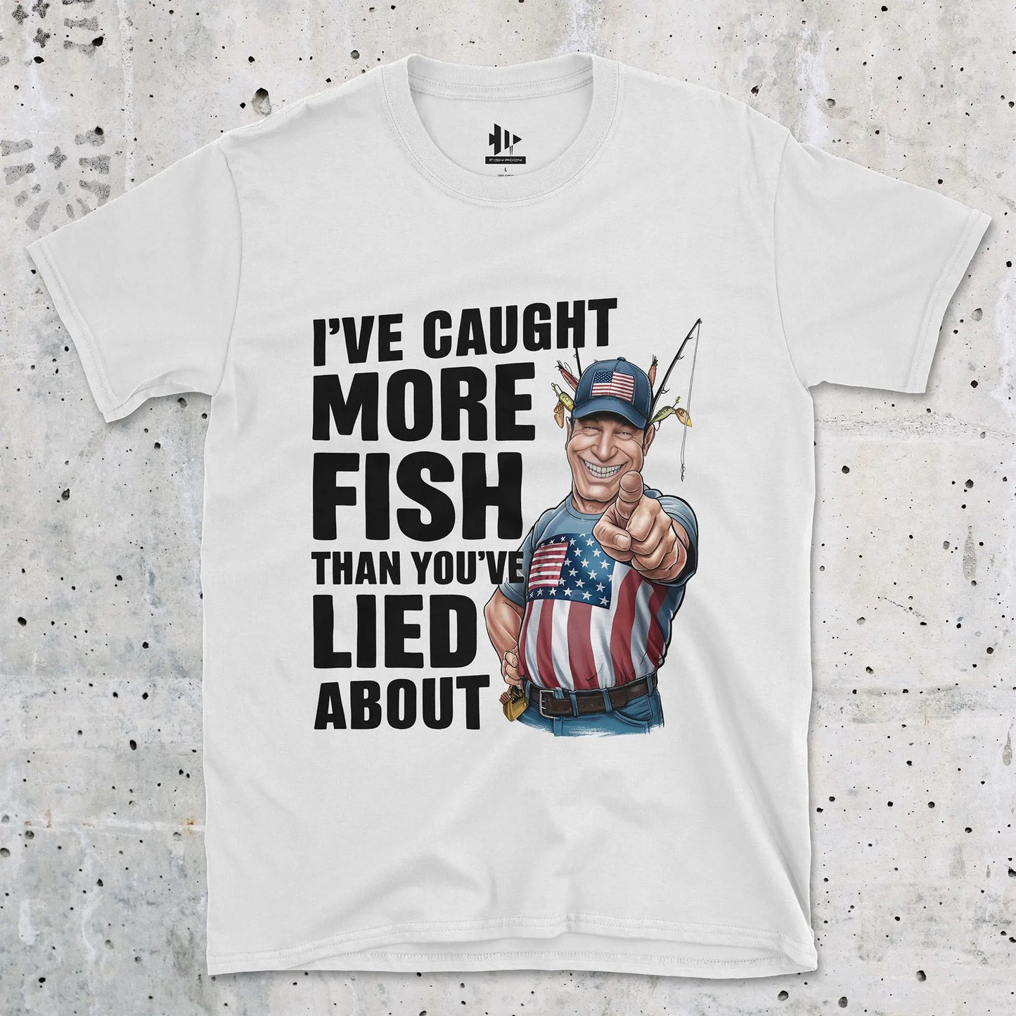 White, I've Caught More Fish Than You Lied About USA Tee – fish-room