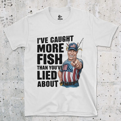 White, I've Caught More Fish Than You Lied About USA Tee – fish-room