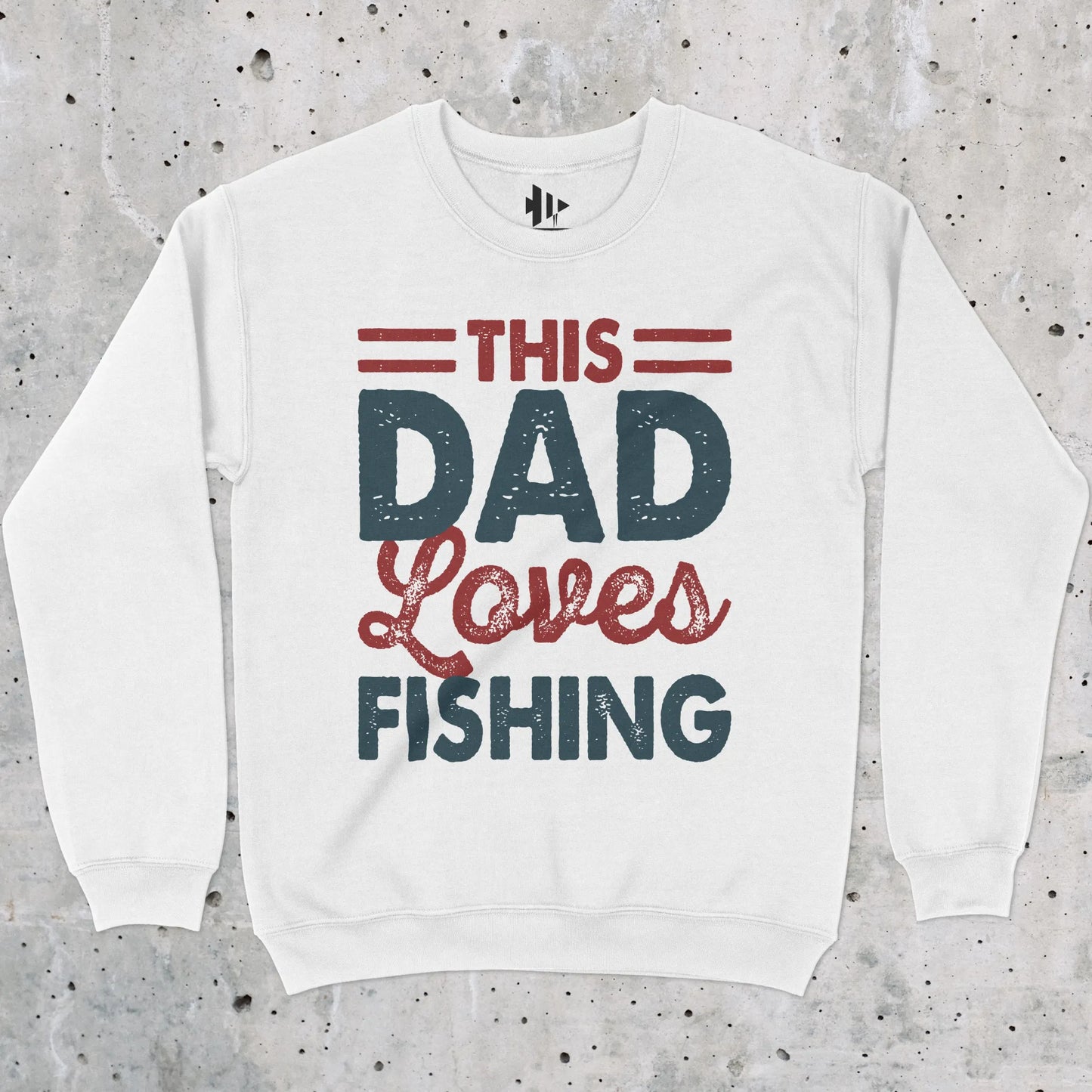 White, This Dad Loves Fishing Crewneck Sweatshirt – fish-room