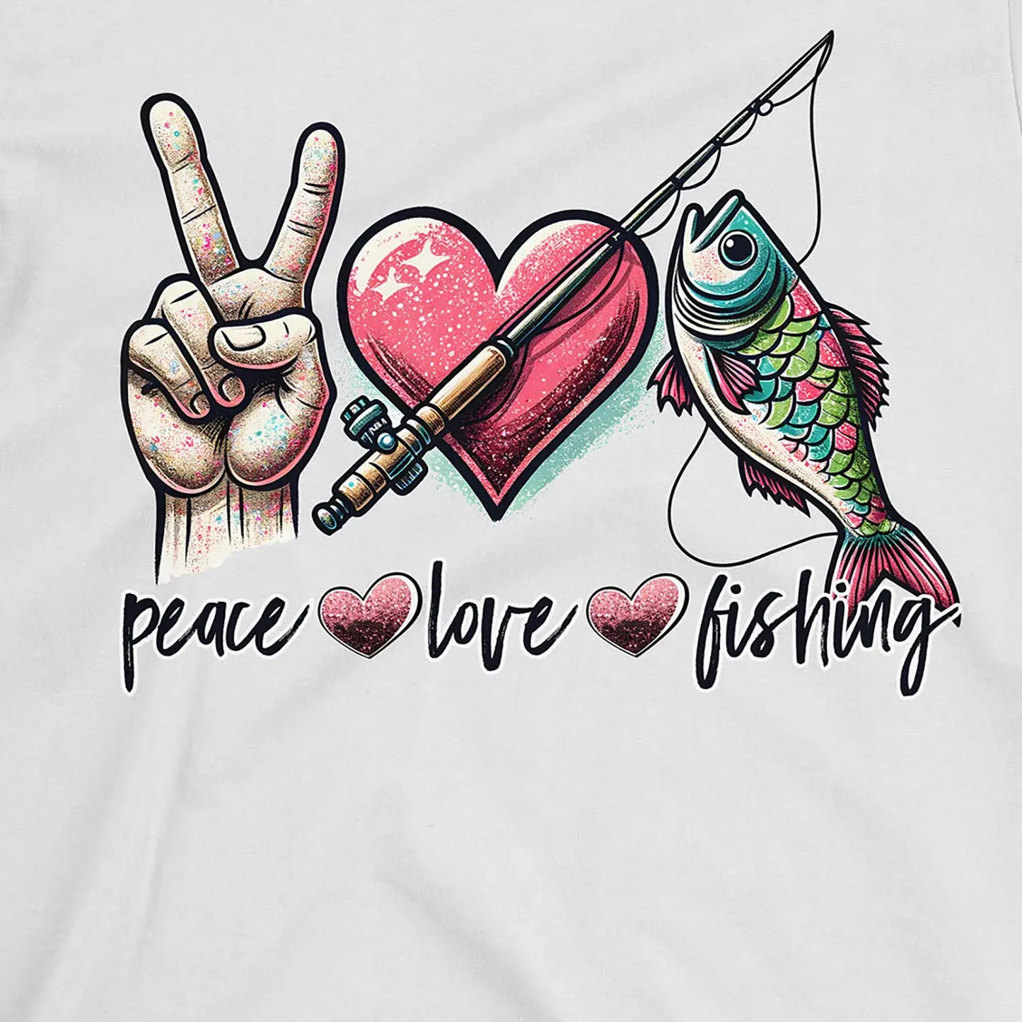 White, Peace Love Fishing Tee – fish-room
