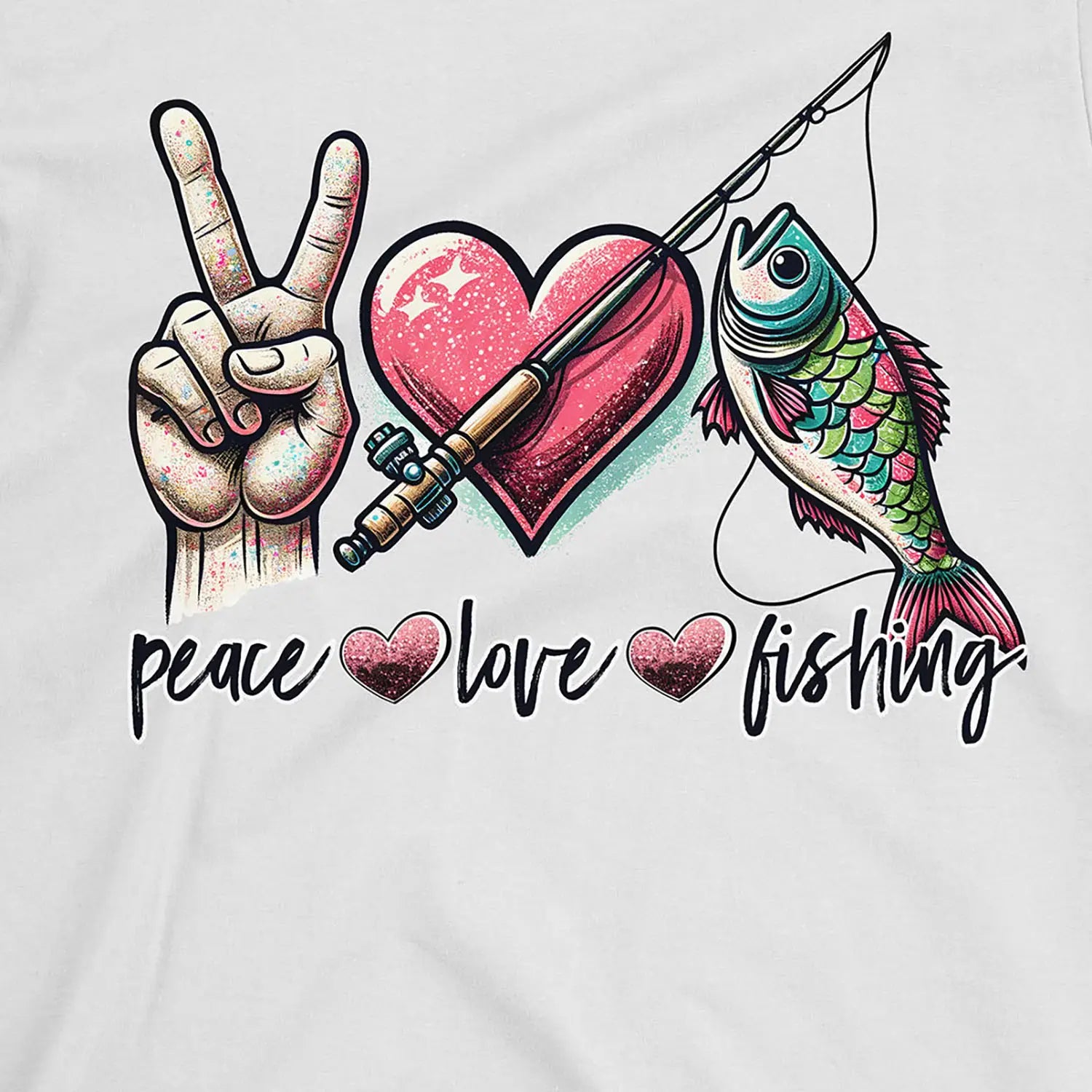 White, Peace Love Fishing Tee – fish-room