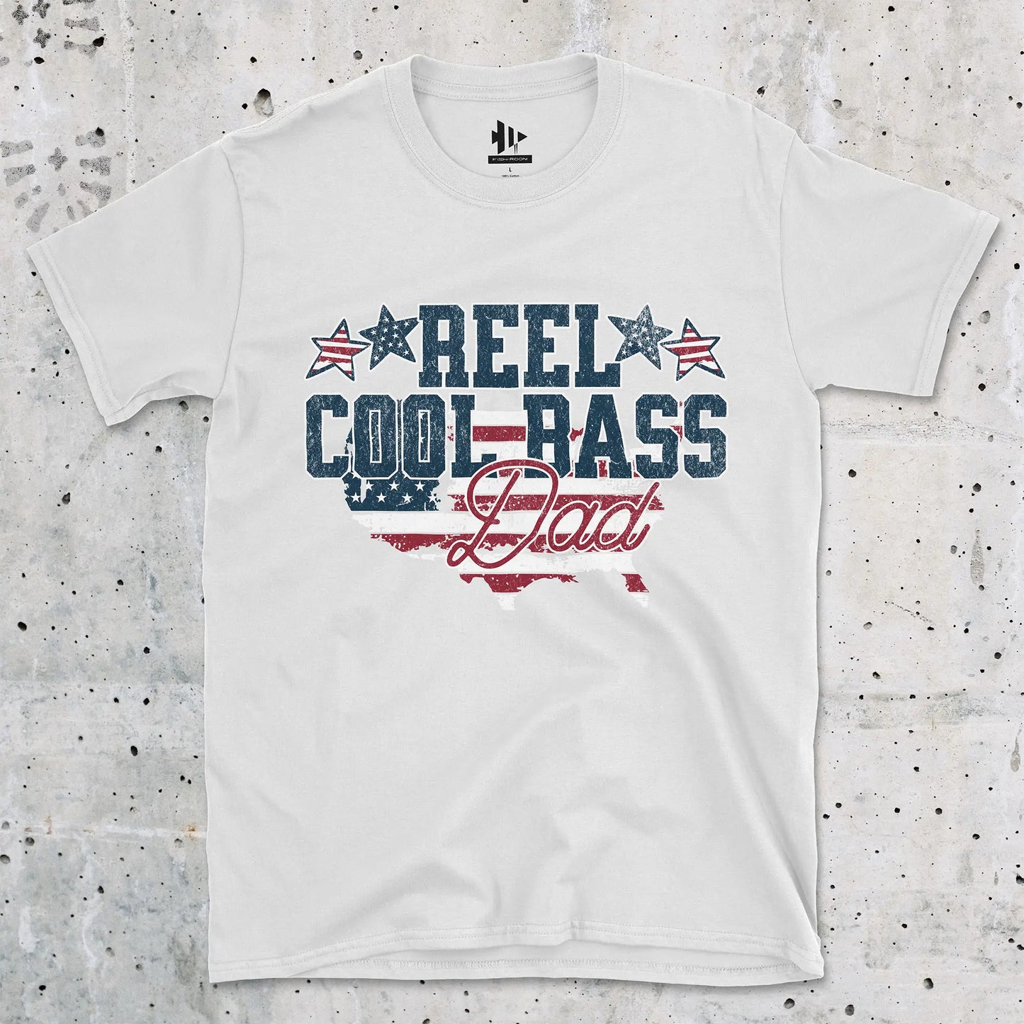 White, Reel Cool Bass Dad Tee – fish-room