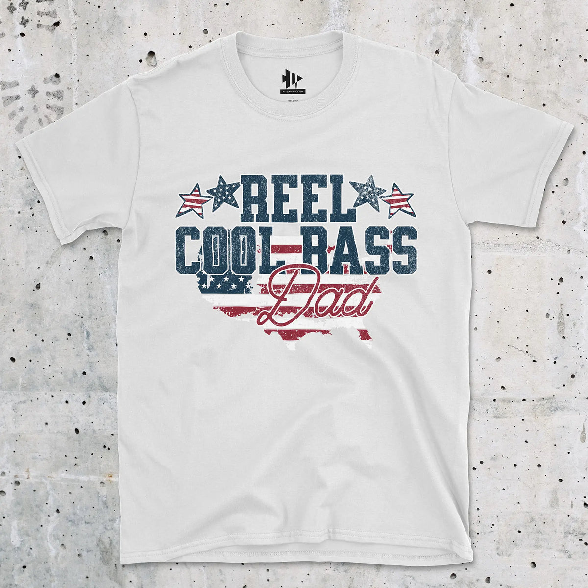 White, Reel Cool Bass Dad Tee – fish-room
