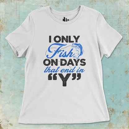 White, ‘Y’-Day Fishing Ladies’ Tee – fish-room