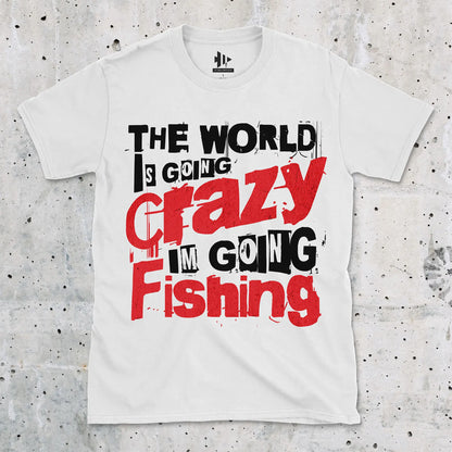 White, The World Is Going Crazy, I'm Going Fishing Tee – fish-room
