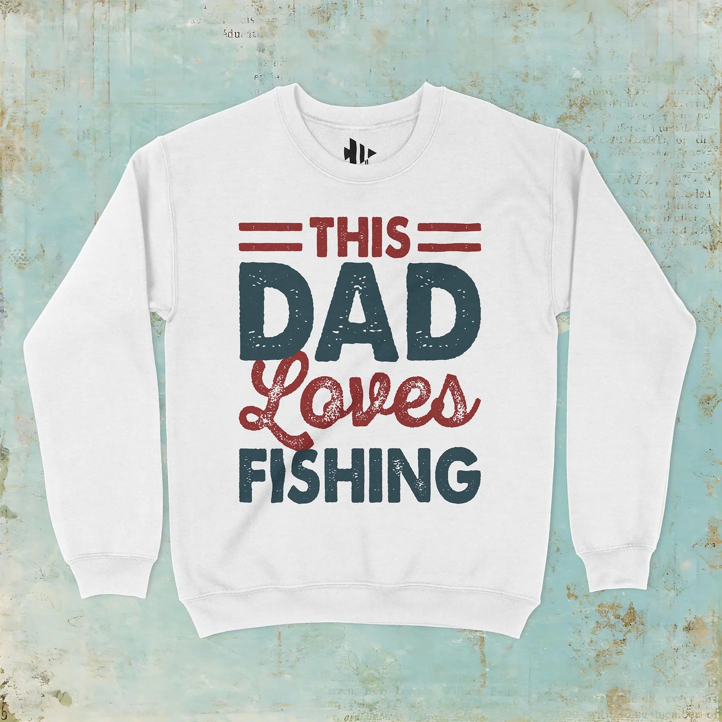 White, This Dad Loves Fishing Crewneck Sweatshirt – fish-room