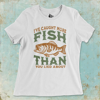 White, I've Caught More Fish Ladies’ Tee – fish-room