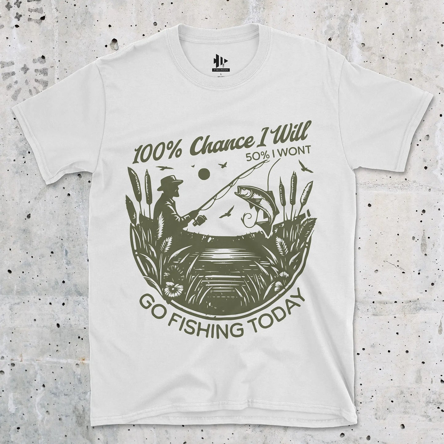 100% Fishing Day Tee White T-Shirt