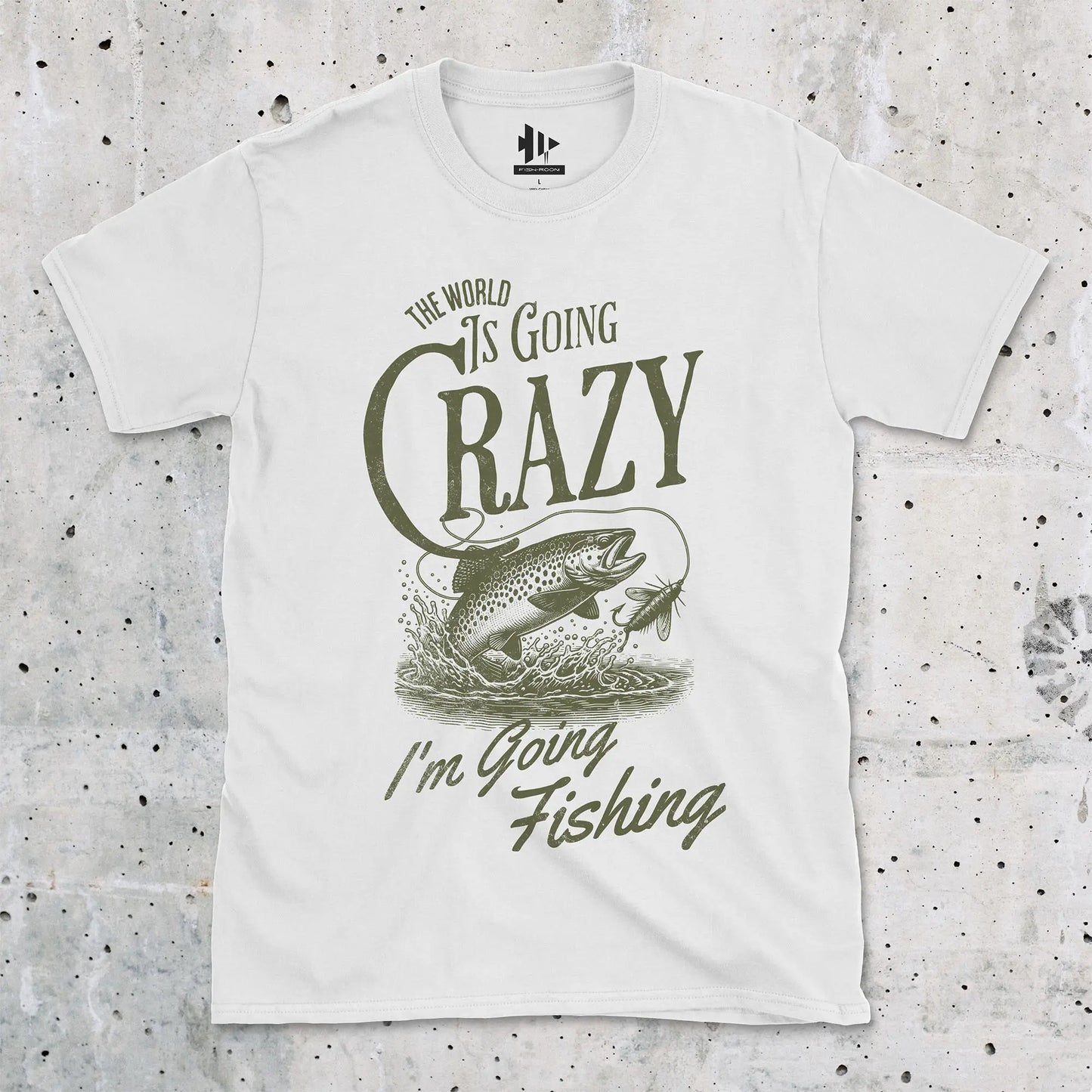 White, The World Is Going Crazy Tee – fish-room
