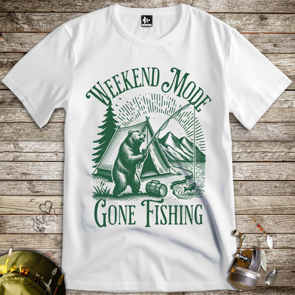 Weekend Mode: Gone Fishing Tee-funny fishing t shirt-FISH-ROOM LLC