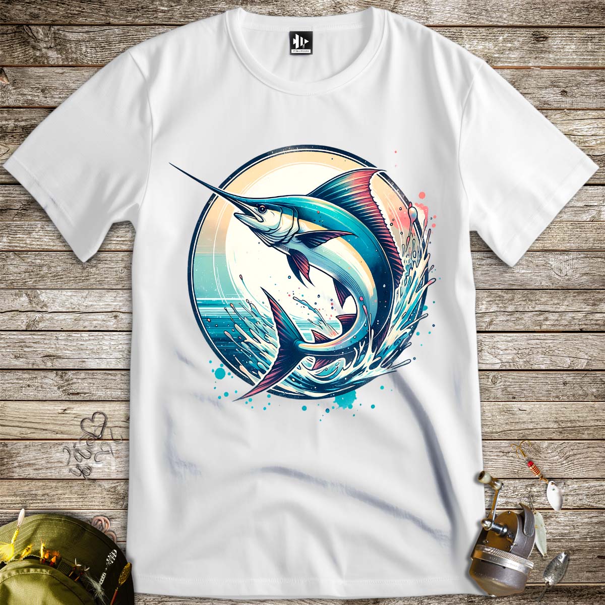 Swordfish Ocean Sunset Tee-funny fishing t shirt-FISH-ROOM LLC