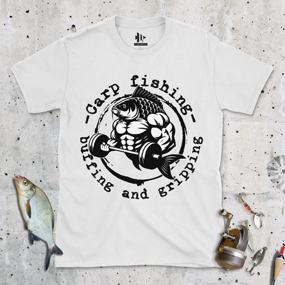 White, Carp Fishing, Buffing and Gripping Tee – fish-room