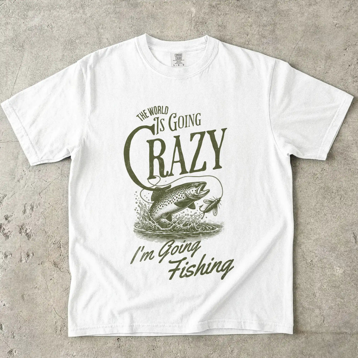 White, The World Is Going Crazy Tee – fish-room