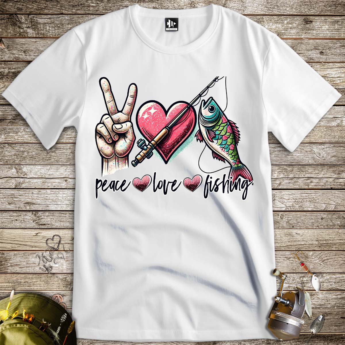 Peace Love Fishing Tee-funny fishing t shirt-FISH-ROOM LLC