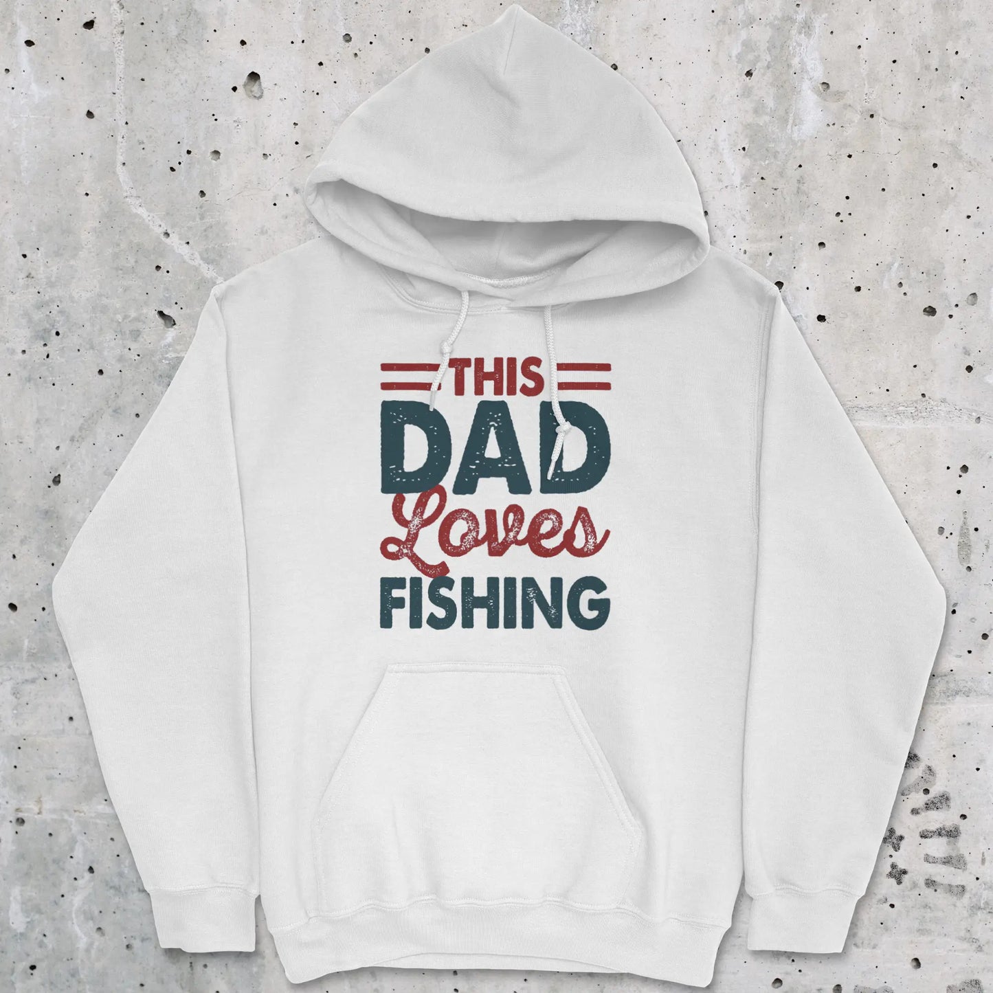 White, This Dad Loves Fishing Hoodie – fish-room