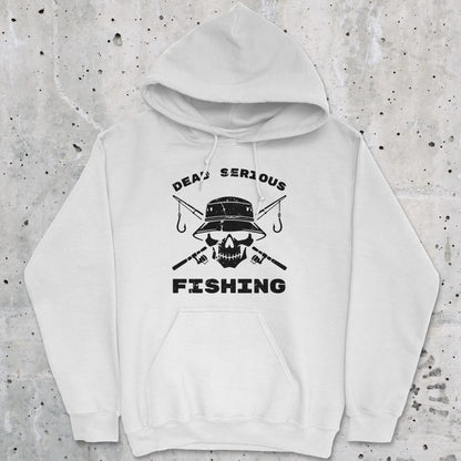 White, Dead Serious Fishing Hoodie – fish-room