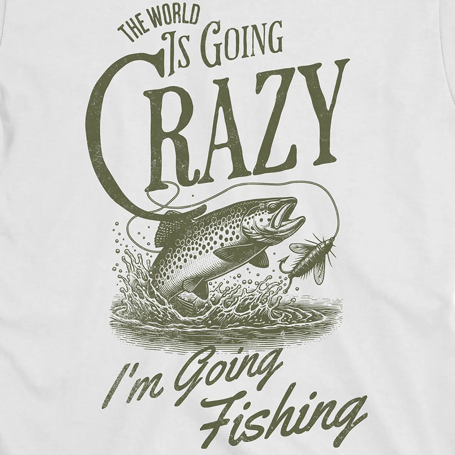 White, The World Is Going Crazy Tee – fish-room