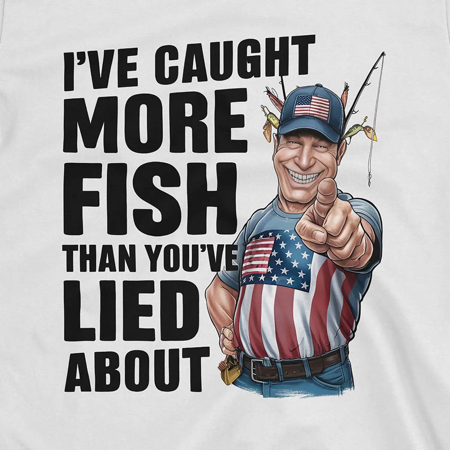 White, I've Caught More Fish Than You Lied About USA Tee – fish-room
