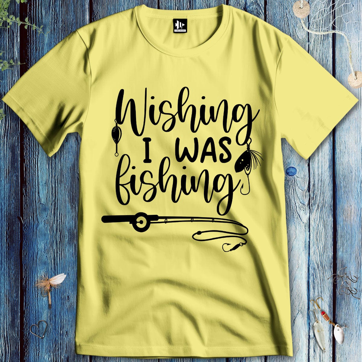 fish-room llc T-Shirt Cornsilk / S Wishing I was Fishing T-Shirt