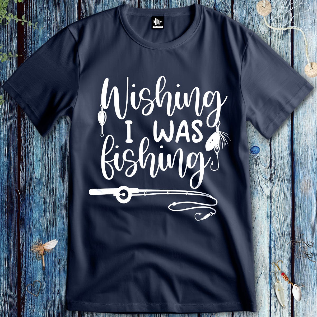 fish-room llc T-Shirt Navy / S Wishing I was Fishing T-Shirt